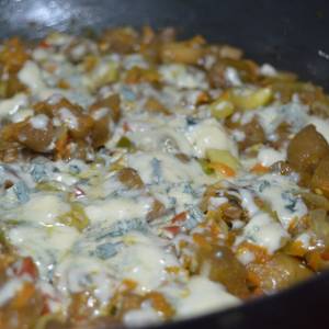 Wok de vegetales, Champiñón y roquefort