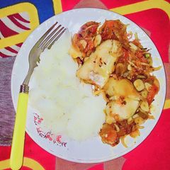A picture of Soya methi Tomato fish stew.
