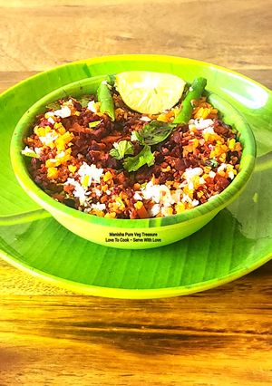 A picture of Carrot Beetroot Coconut Thoran Onam Sadya Thoran - Kerala Style - CBC Thoran.