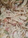 Spaghettis integrales con verduras y crema