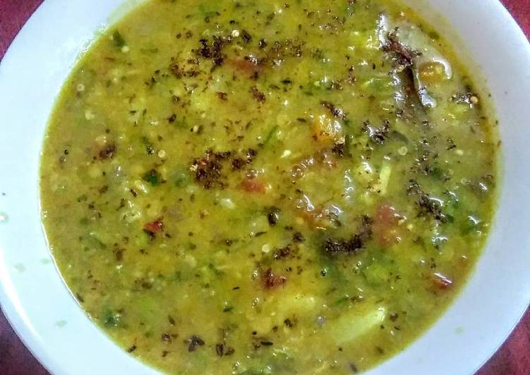 Moong dal with spinach fenugreek