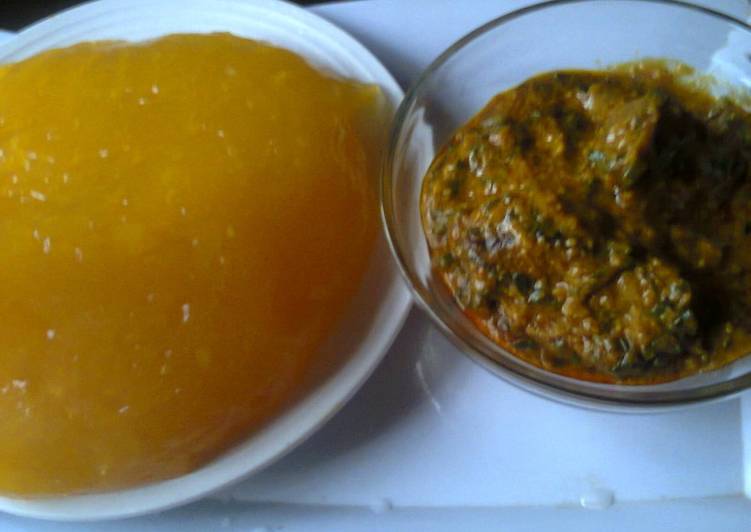 Recipe of Favorite Starch and groundnut soup with ugwu leaf