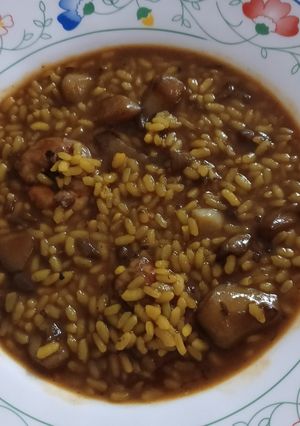 Una foto de Arroz meloso de gambón y sepia