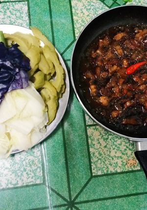 Hình của món Rau luộc kho quẹt ăn sạch nồi cơm.