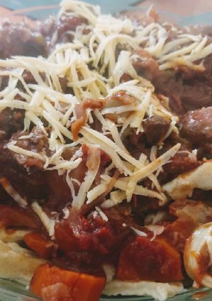 Una foto de Fideos caseros c/ salsa de osobuco de cerdo 😱