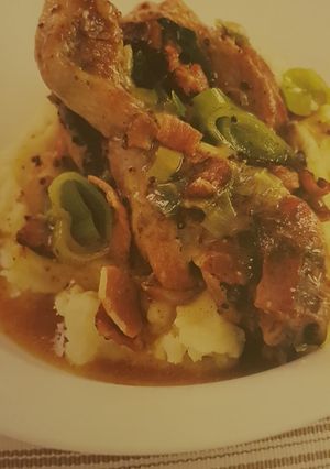 A picture of Slow cooker mustard chicken and bacon casserole.