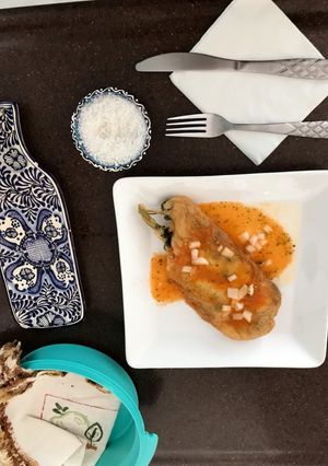 Una foto de Huauzontle en salsa de jitomate
