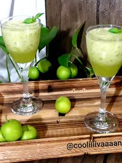 عکسی از دستور نوشیدنی گوجه سبز با گلپر و نعناع