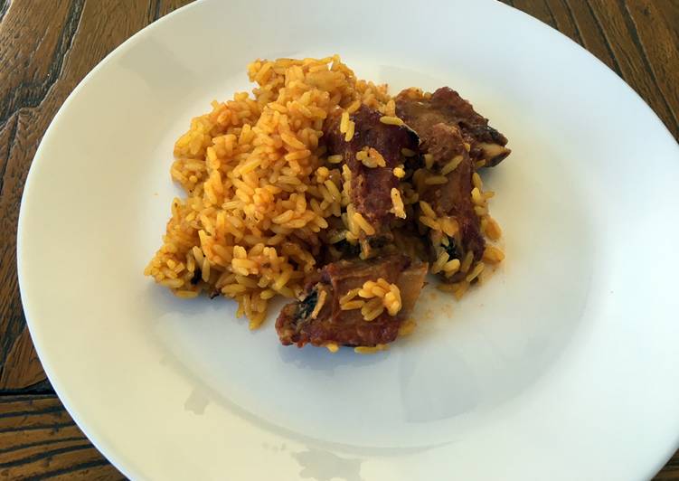 Arroz con costillas de cerdo ibérico adobadas