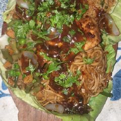 A picture of Homemade bbq chicken sizzlers.