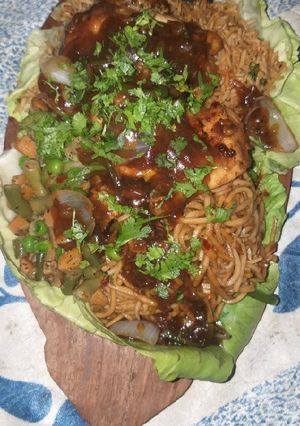 A picture of Homemade bbq chicken sizzlers.