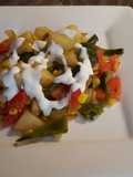 White Potatoes with Poblano Strips and Corn Kernels