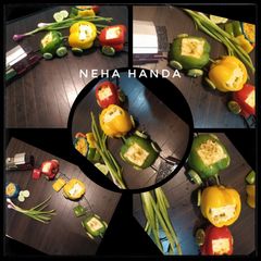 A picture of Cheese Maggi stuffed cheese bell pepper.
