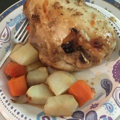 A picture of Roasted Split Chicken Breast & Roasted Veggies.