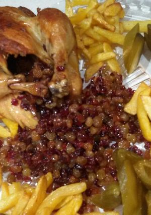 عکسی از دستور مرغ درسته سرخ شده بدون فر