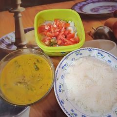 A picture of Moong masoor ki daal chawal.