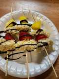 Rice Krispy treat “pinchos” or shish kabobs