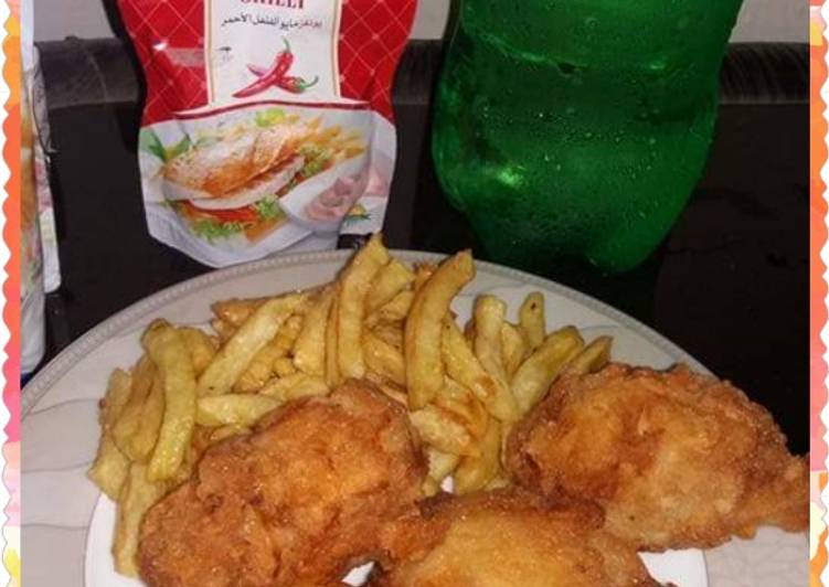 Simple Way to Prepare Chicken Broast With French Fries