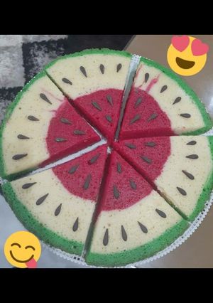 عکسی از دستور کیک هندوانه ای
