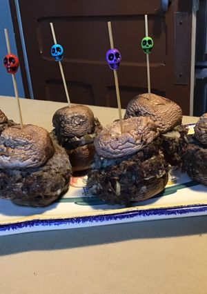 Une photo de Champignons bella rosé façon minis burgers