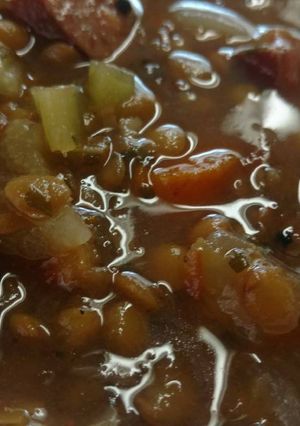 A picture of Crock-Pot Lentil & Sausage Soup.