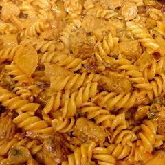 A picture of My Chicken Sausage with Pasta in a Creamy Soft Cheese sauce 😆.