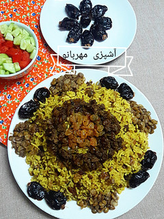 عکسی از دستور عدس پلو با گوشت چرخکرده