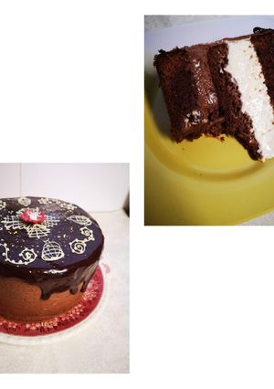 O poză a rețetei Tort cu ganache de ciocolată și crema de mascarpone cu ciocolată.