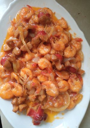 Foto resep Udang sosis saos asem manis