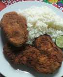 Milanesas de pescado con arroz quesú (*queso)!
