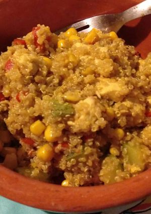 Una foto de Risotto de quinoa, calabacín y pollo
