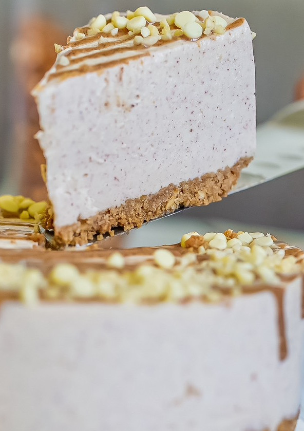 Una foto de Cheesecake sabor kinder saludable