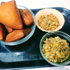 A picture of Mahamri served with coconut mbaazi.