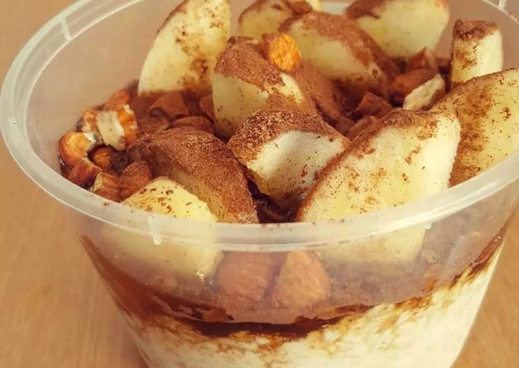 Resep Honey &amp; Apple Cinnamon Overnight Oatmeal, Menggugah Selera