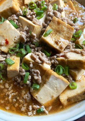 A picture of Simmered Fried Tofu & Pork Mince.