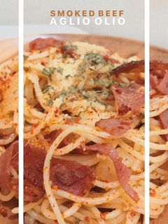 Foto resep Smoked Beef Aglio Olio 🍝