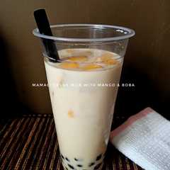A picture of Mamaci Fresh Milk With Mango & Boba.