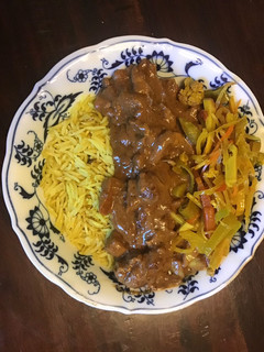 A picture of California Farm Cast Iron Peanut Butter Chicken Stew.
