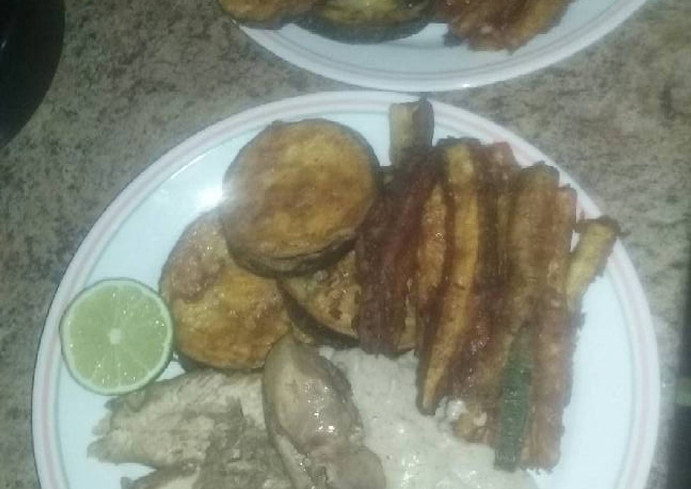 Vegetales empanados con pollo y salsa Bechamel 🍆🍗😋