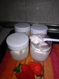 Yogur griego sabor fresa en yogurtera