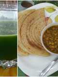Whole wheat Bread Dosa with Dried white peas curry and Green smoothie