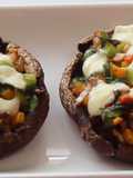 Cogumelos portobello com burrata