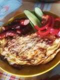 Omletă împăturită, cu cabanos și cașcaval