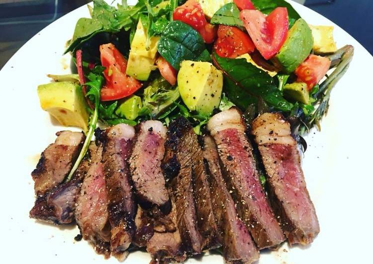 Simple Steak with fresh garden salad