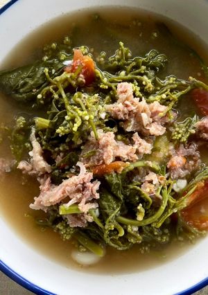 รูปของ แกงผักปลังแหนมหมู🧄🌿🍅