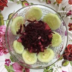 A picture of Beetroot cucumber salad.