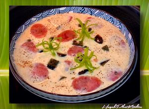 Hình của món Trứng Hấp Tôm Khô Lạp Xưởng.