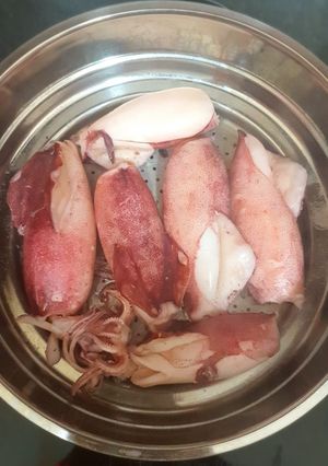 Hình của món Mẹo luộc, xào mực giòn, dai, ko ra nước, ngon như nhà hàng.
