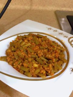 صورة لوصفة حمسة فاصوليا خضراء مع اللحم المفروم