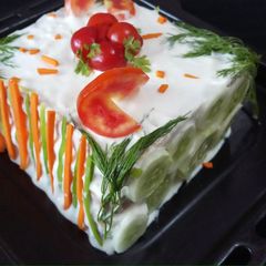 A picture of Swedish sandwich cake.